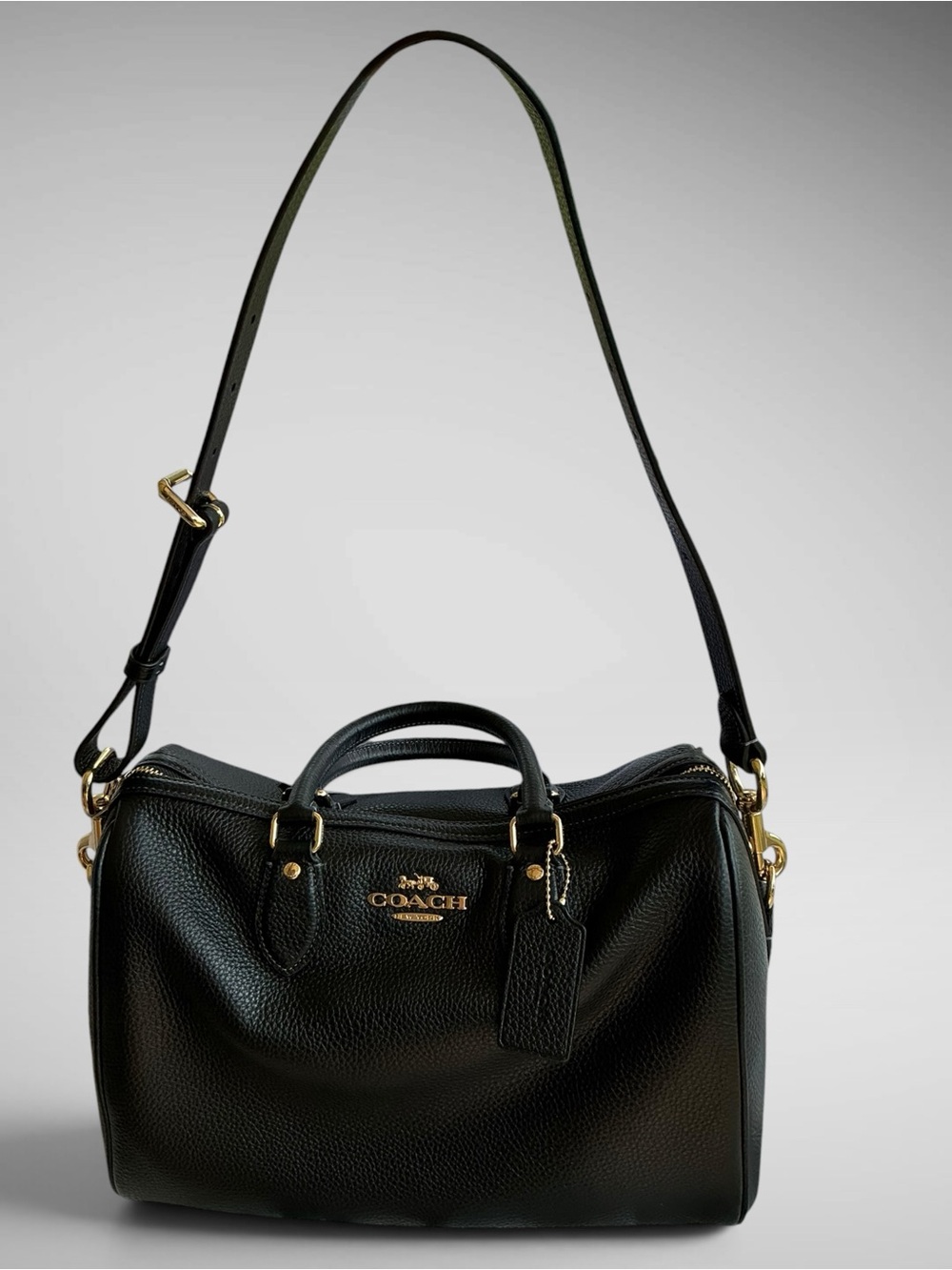 Coach Rowan Large Satchel Black Soft Pebbled Leather Gold Hardware CV960 NWT - Picture 14 of 14